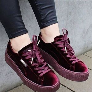 Puma x Fenty red velvet sneakers